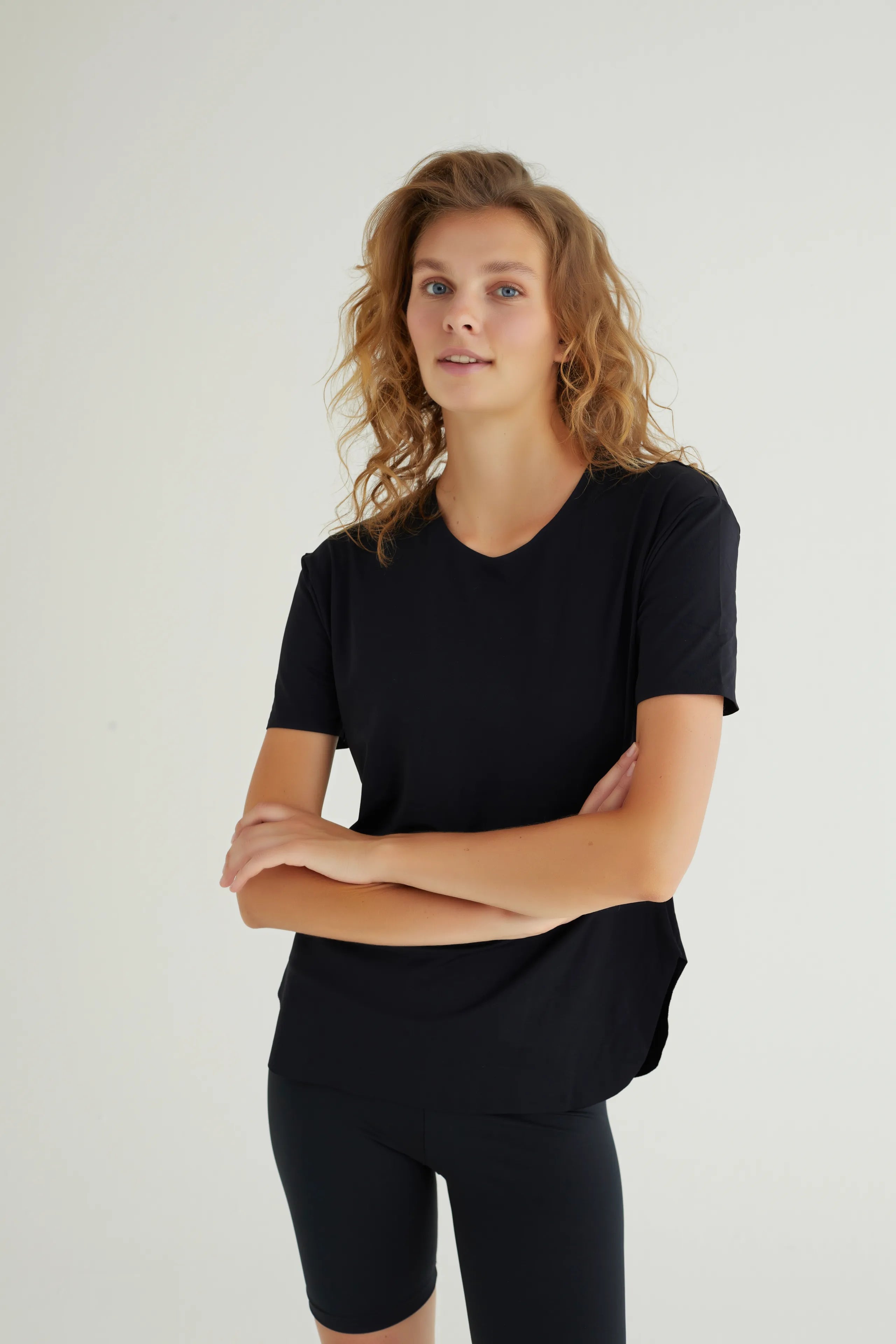 Kısa Kollu Siyah Polyamid T-Shirt