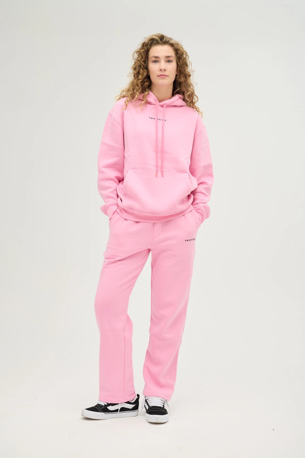 Unisex Pembe Kapüşonlu Oversize Eşofman Takımı