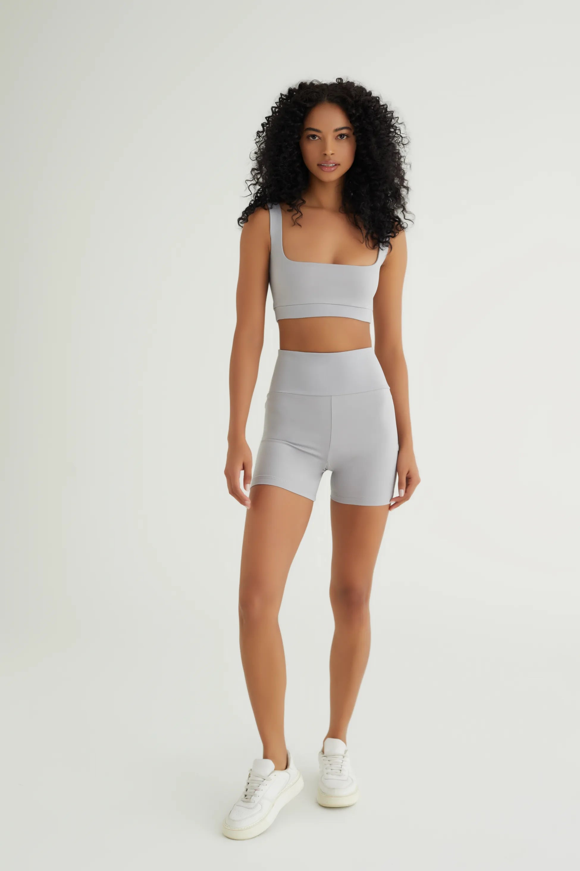 Comfortlux Gümüş Gri Yüksek Bel Kısa Tayt