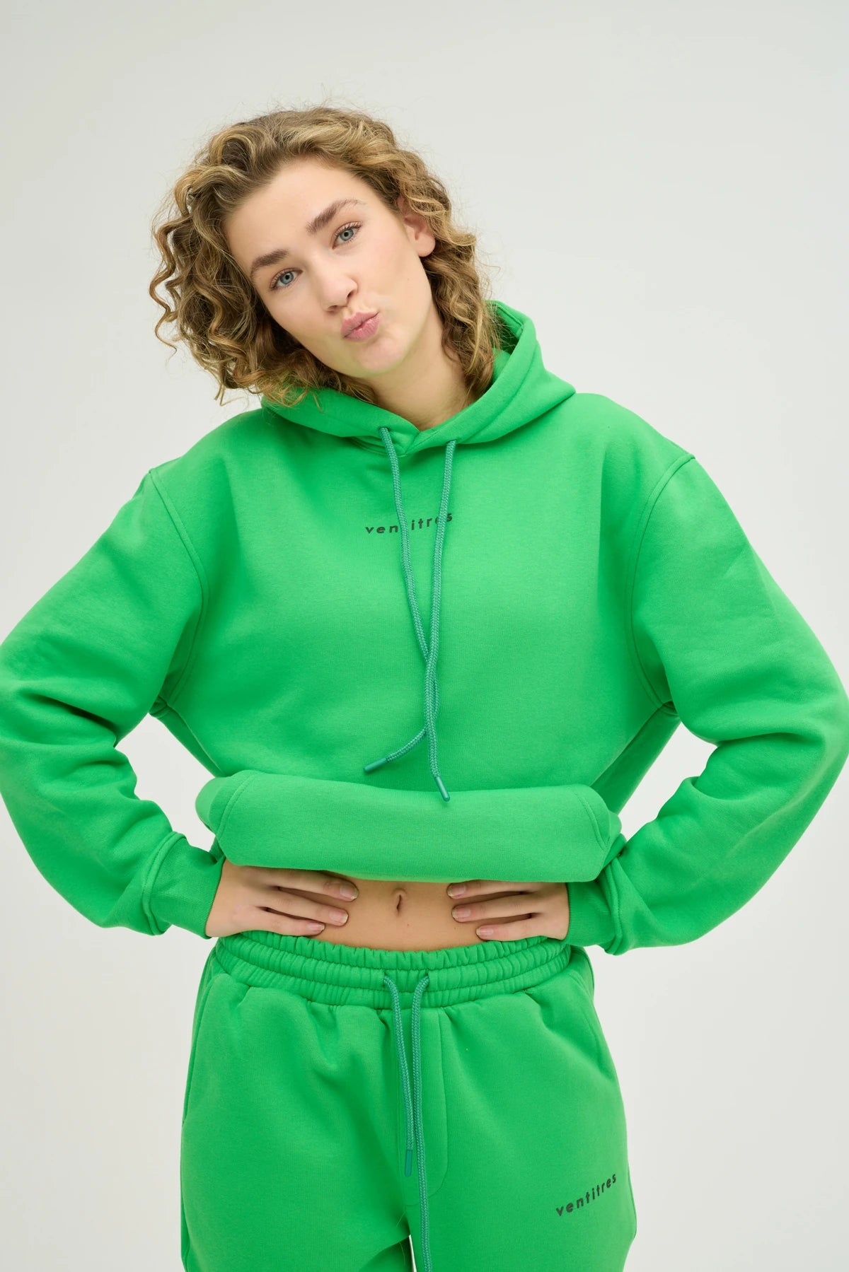 Unisex Yeşil Kapüşonlu Oversize Sweatshirt