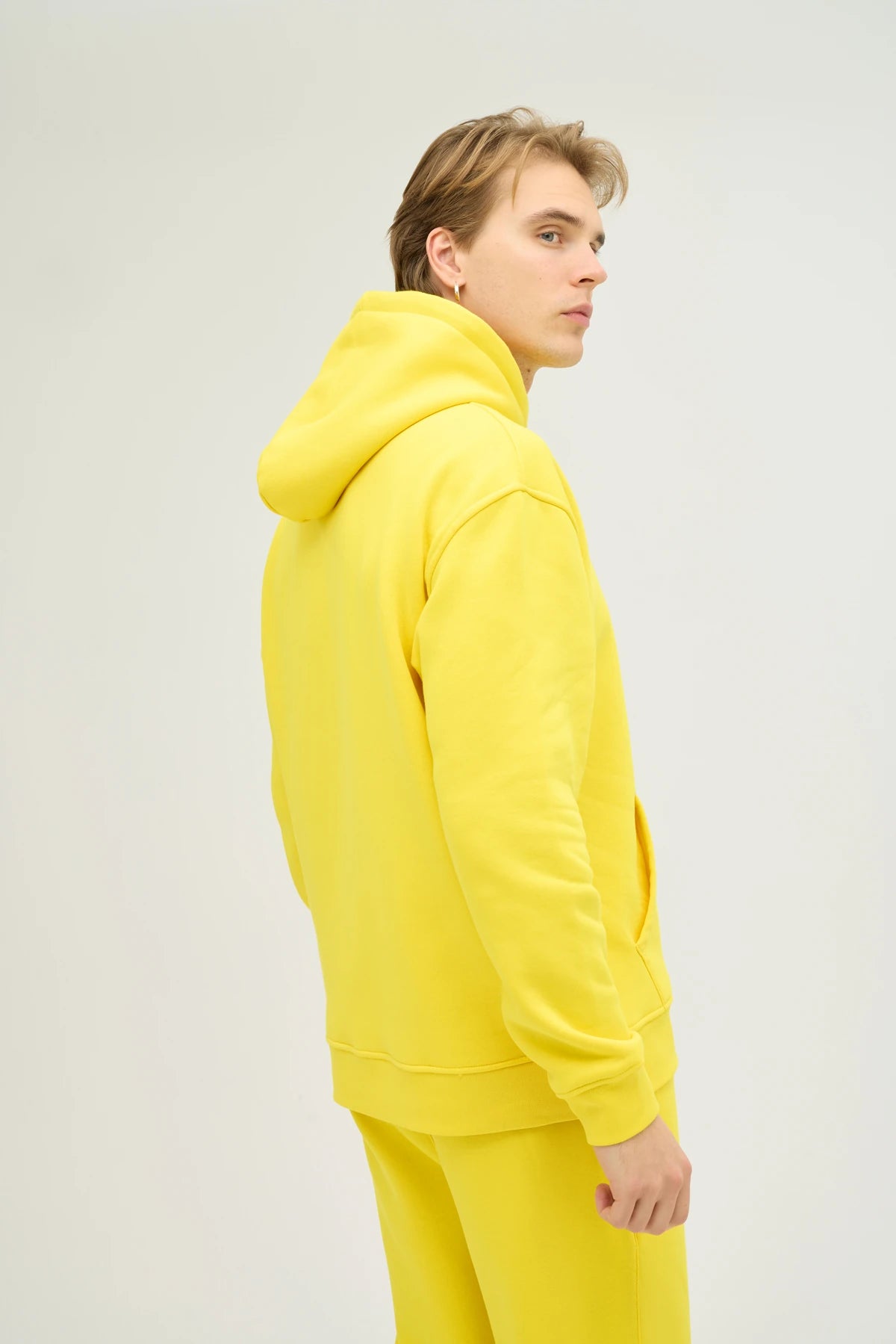 Unisex Sarı Kapüşonlu Oversize Eşofman Takımı