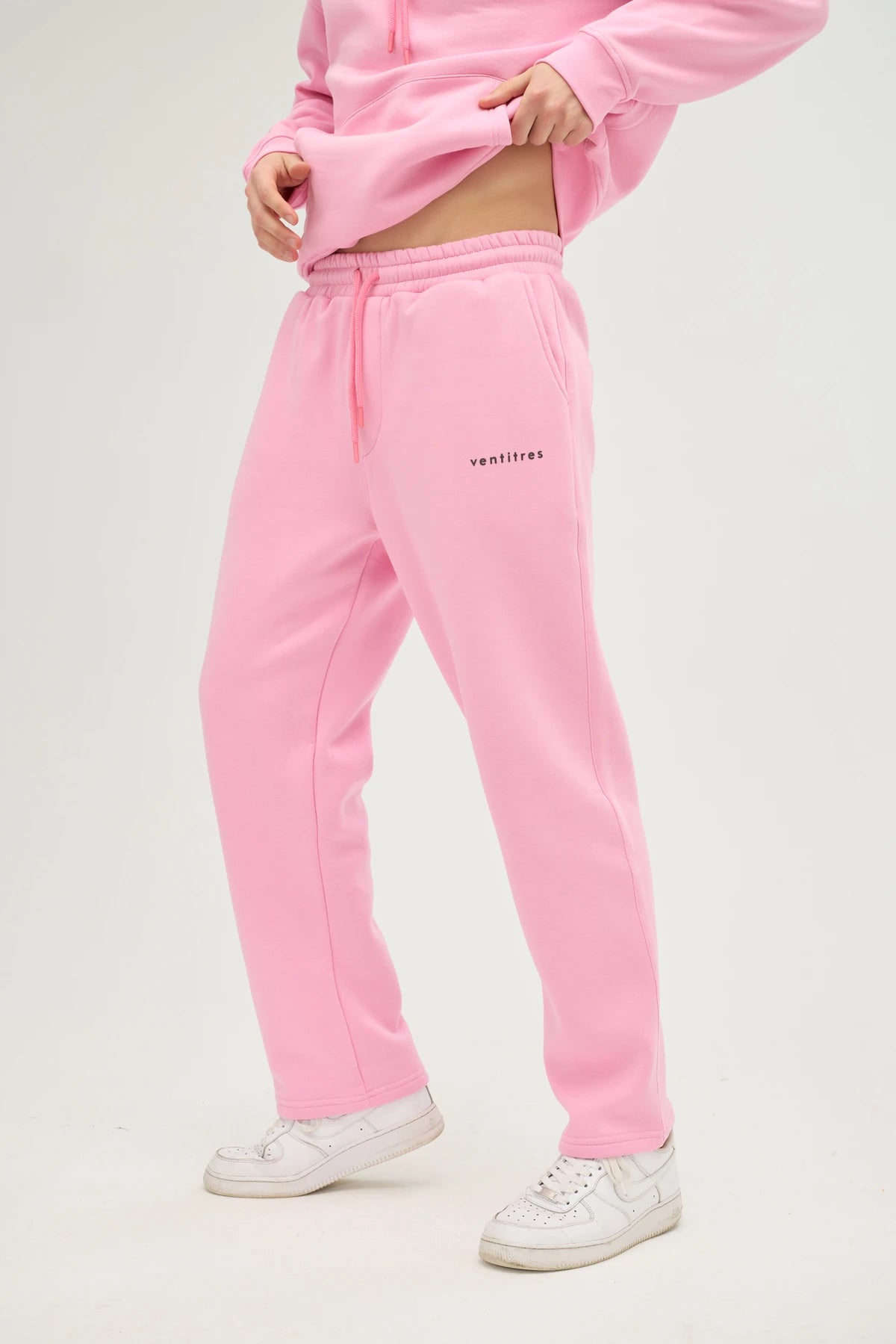 Unisex Pembe Kapüşonlu Oversize Eşofman Takımı