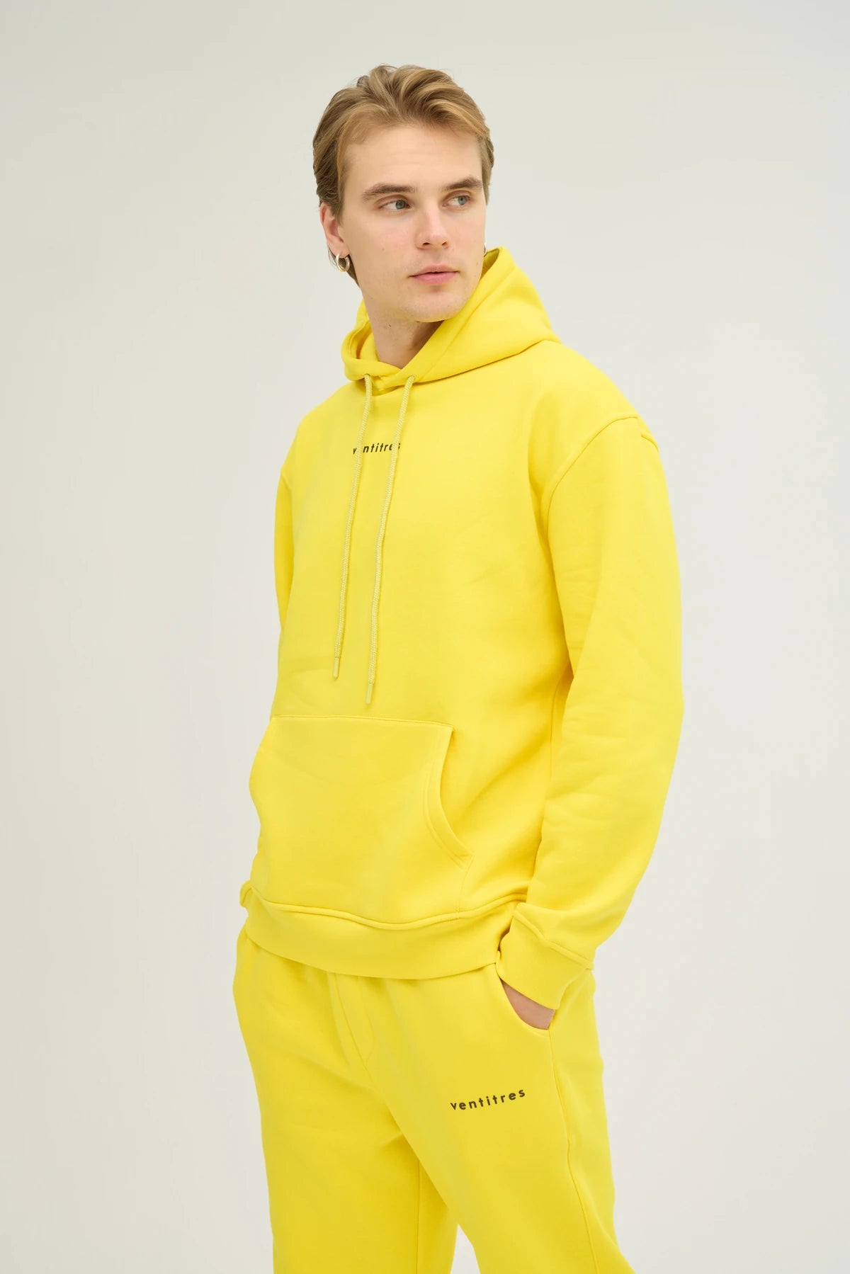 Unisex Sarı Kapüşonlu Oversize Sweatshirt