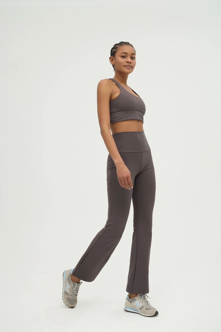 Comfortlux Füme Yüksek Bel İspanyol Paça Tayt