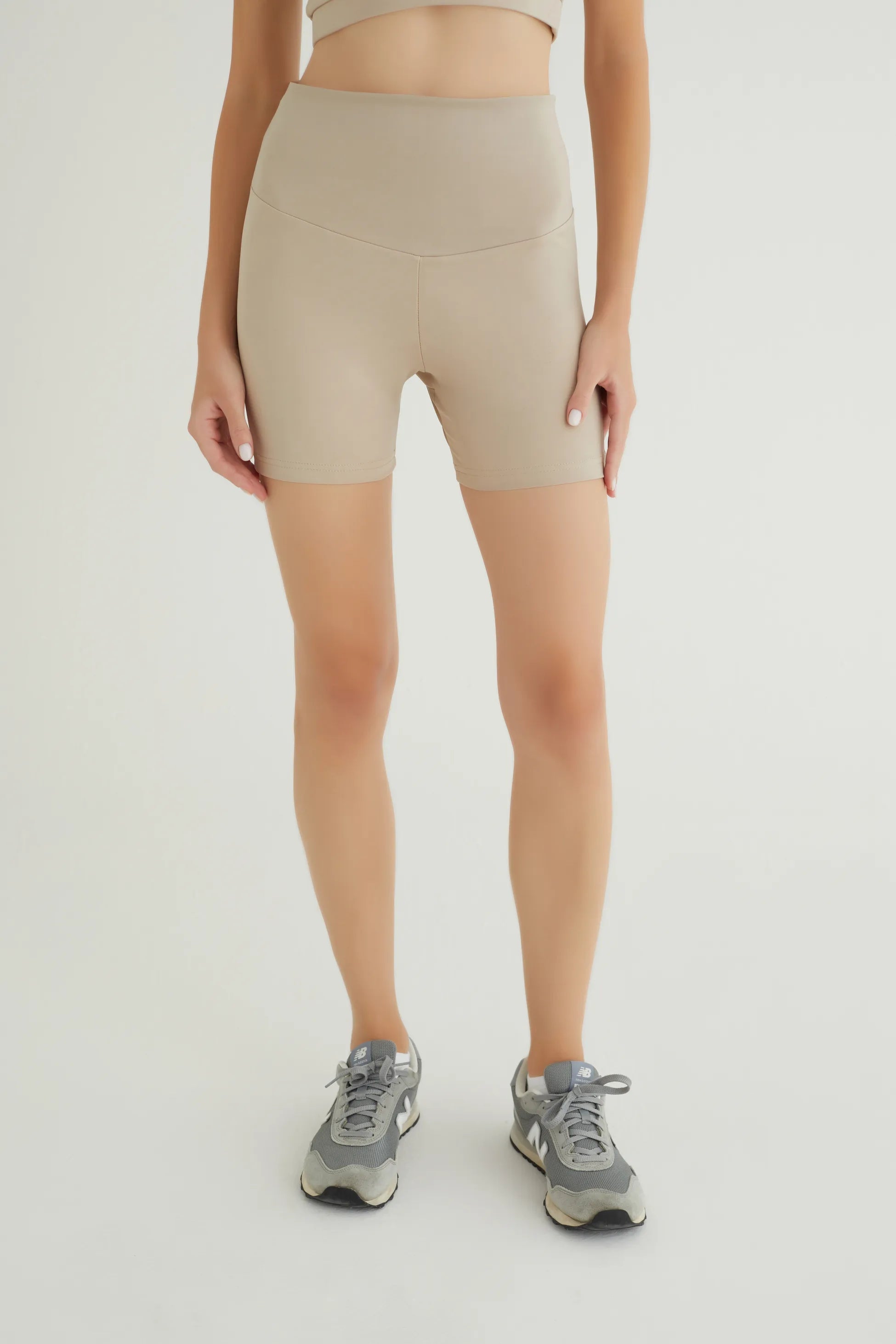 Comfortlux Bej Yüksek Bel Cep Detaylı Kısa Tayt