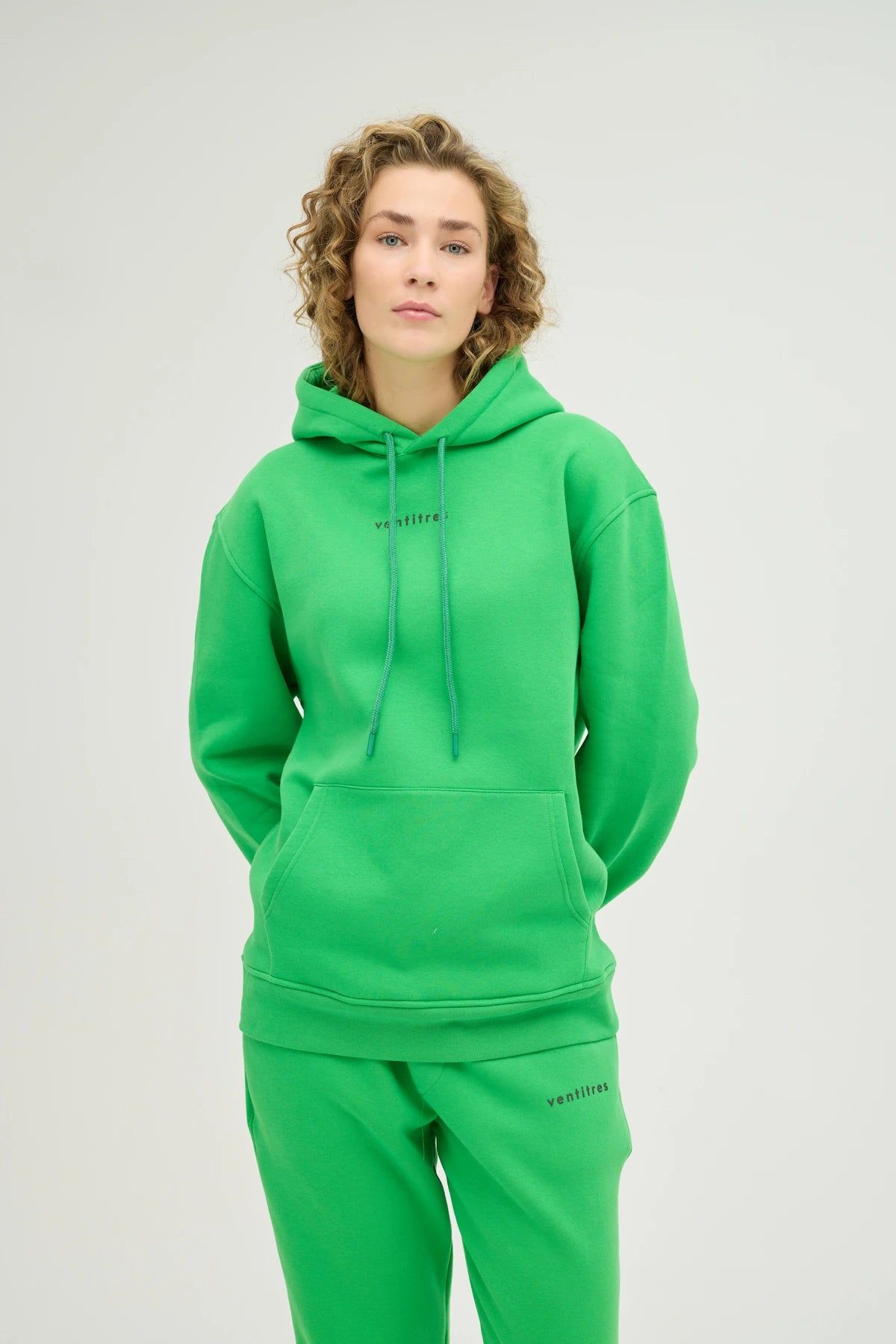 Unisex Yeşil Kapüşonlu Oversize Eşofman Takımı