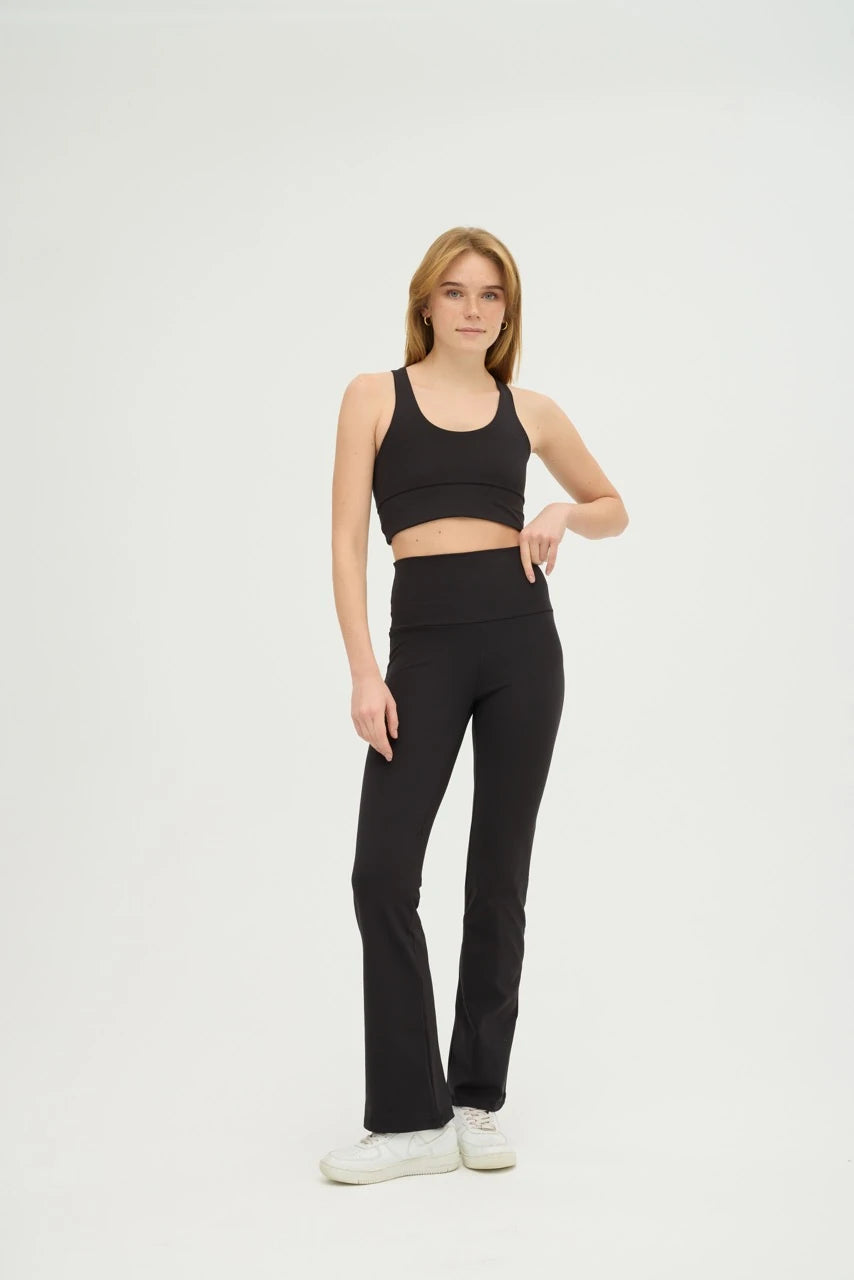 Comfortlux Siyah Yüksek Bel İspanyol Paça Tayt