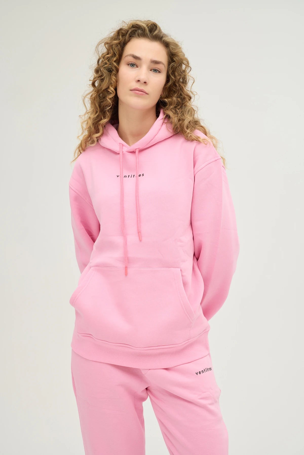 Unisex Pembe Kapüşonlu Oversize Eşofman Takımı