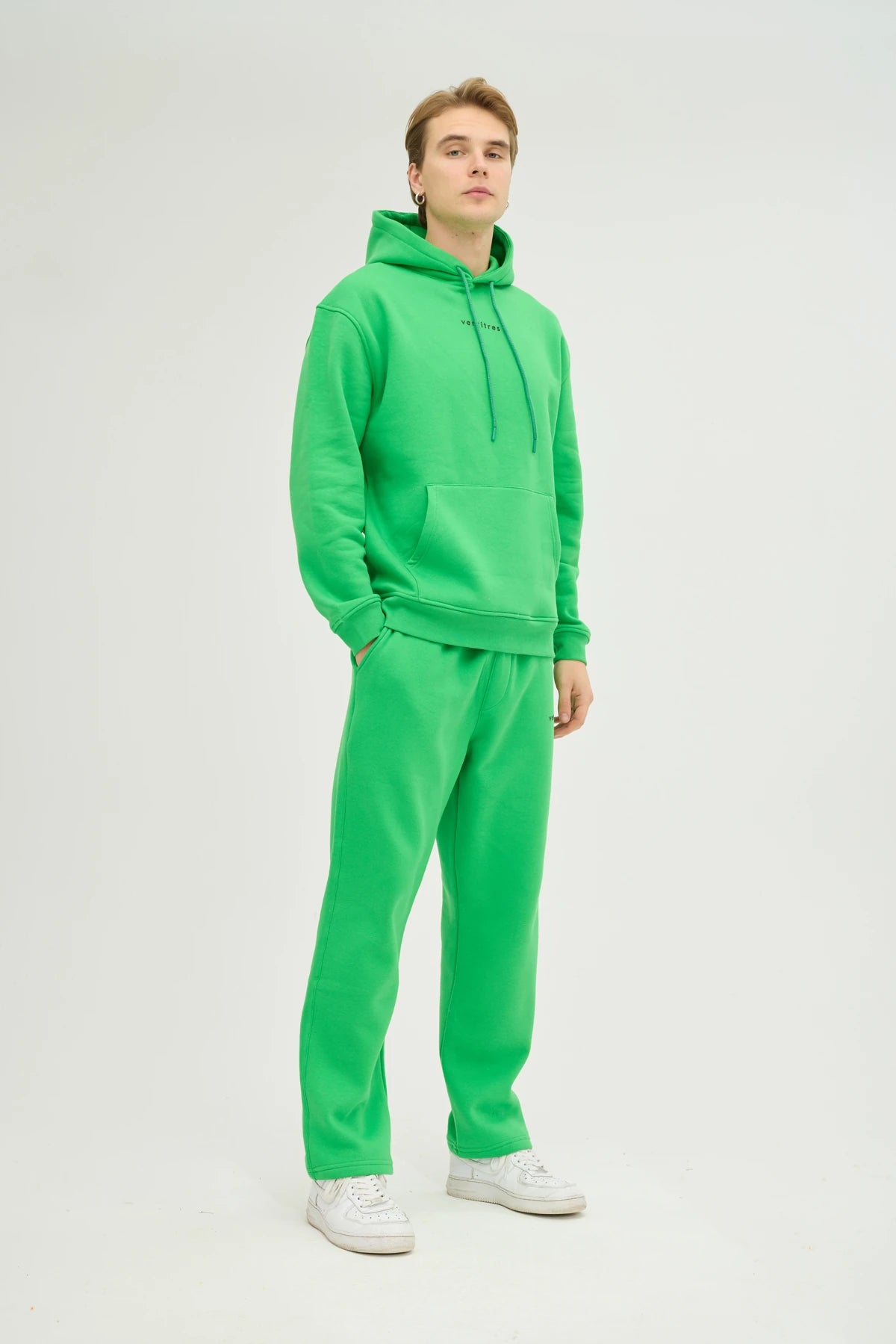 Unisex Yeşil Kapüşonlu Oversize Eşofman Takımı