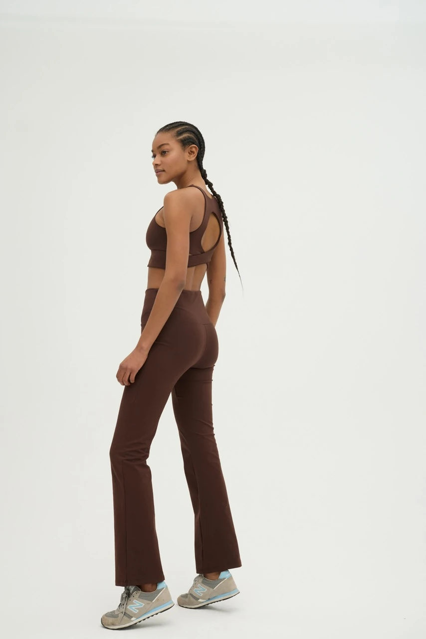 Comfortlux Koyu Kahve Yüksek Bel İspanyol Paça Tayt