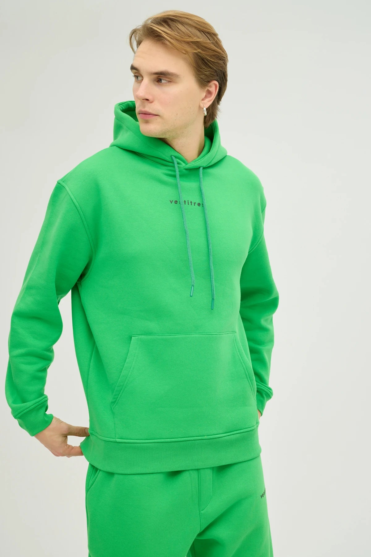 Unisex Yeşil Kapüşonlu Oversize Eşofman Takımı