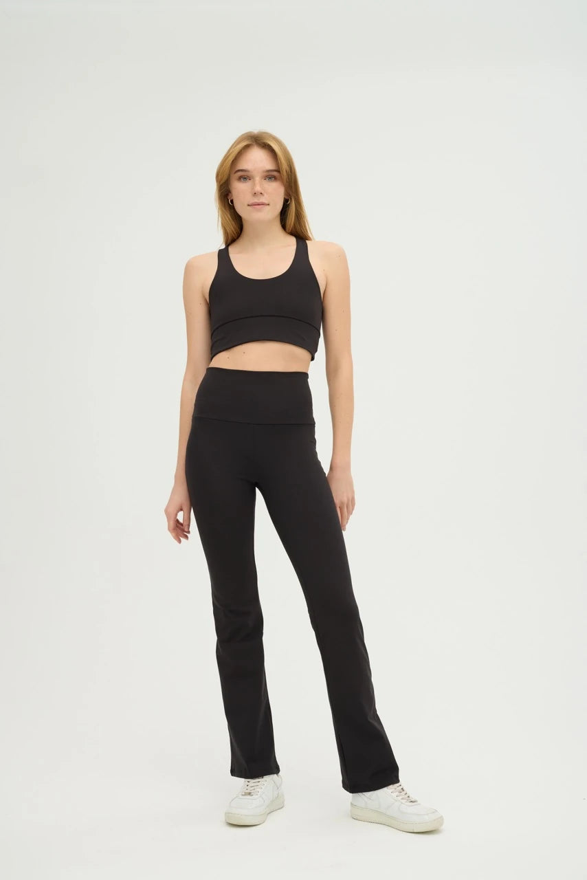 Comfortlux Siyah Yüksek Bel İspanyol Paça Tayt