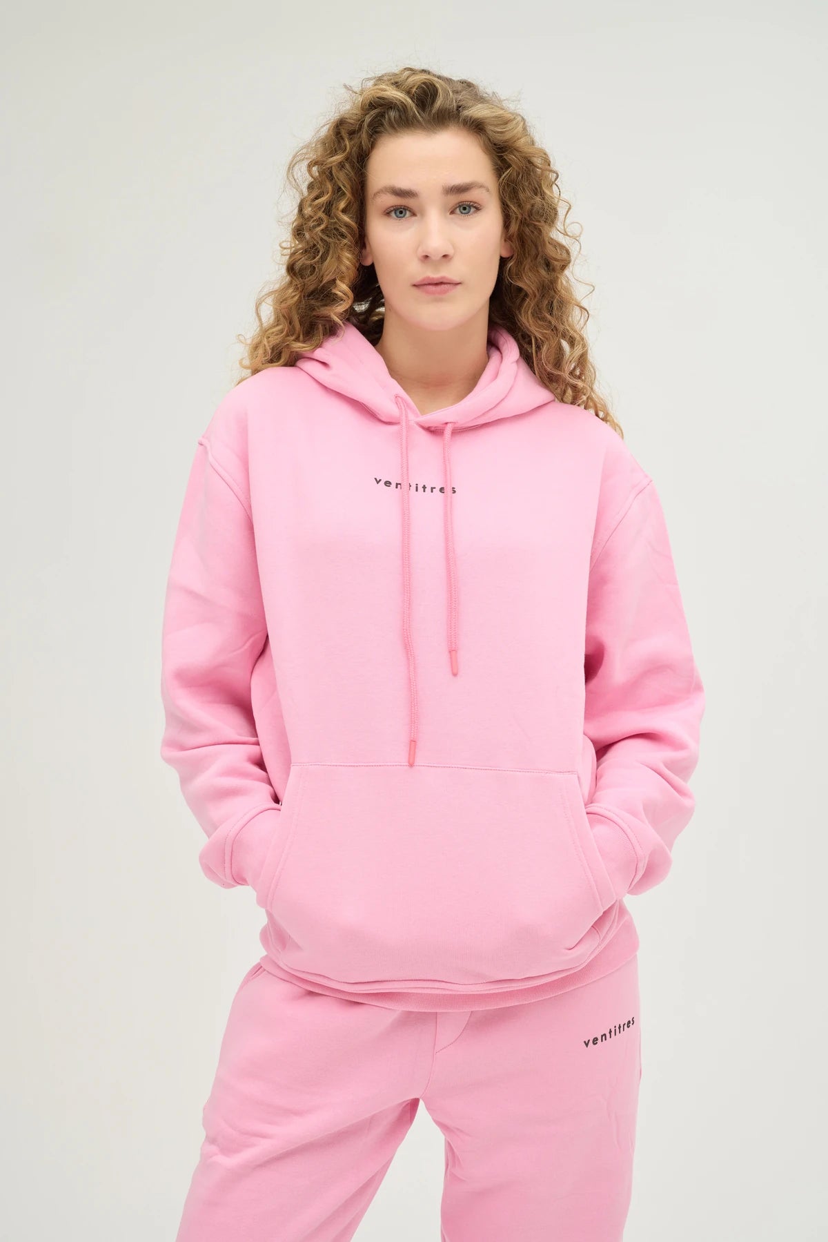 Unisex Pembe Kapüşonlu Oversize Sweatshirt