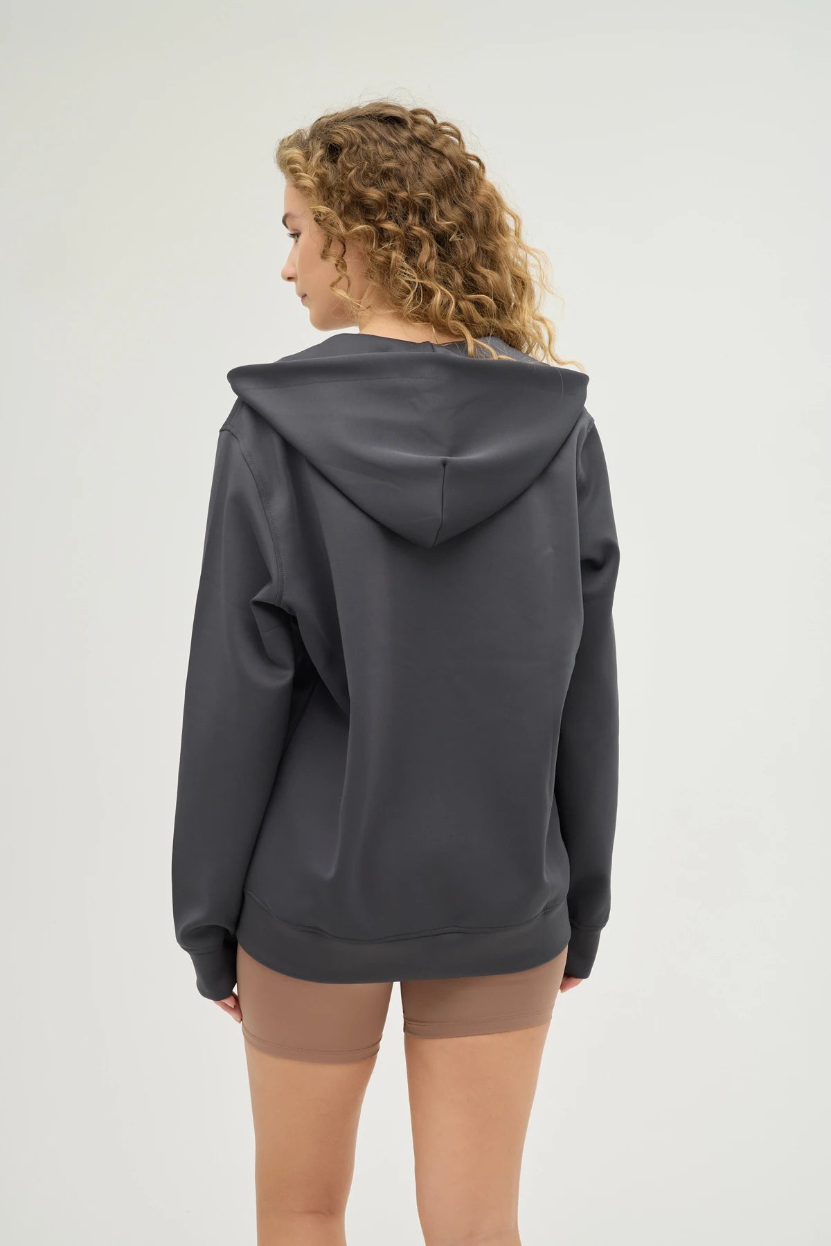 Unisex Antrasit Kapüşonlu ve Fermuarlı Scuba Üst Regular Fit