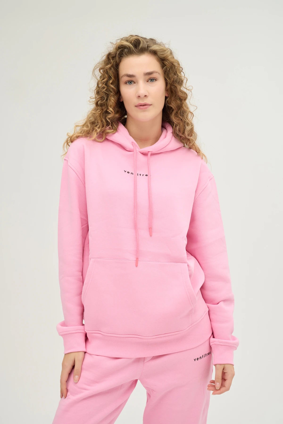 Unisex Pembe Kapüşonlu Oversize Eşofman Takımı
