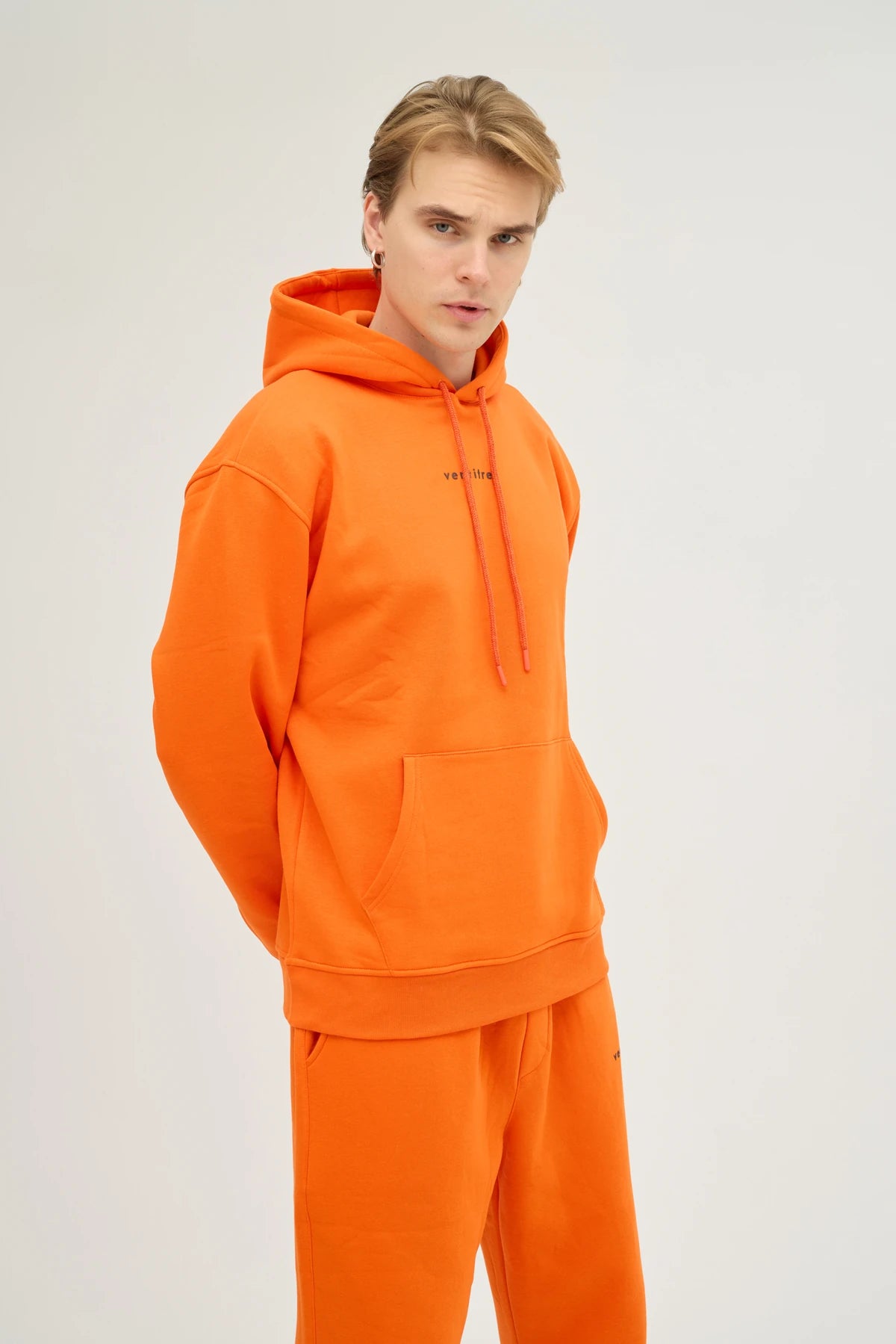 Unisex Turuncu Kapüşonlu Oversize Sweatshirt