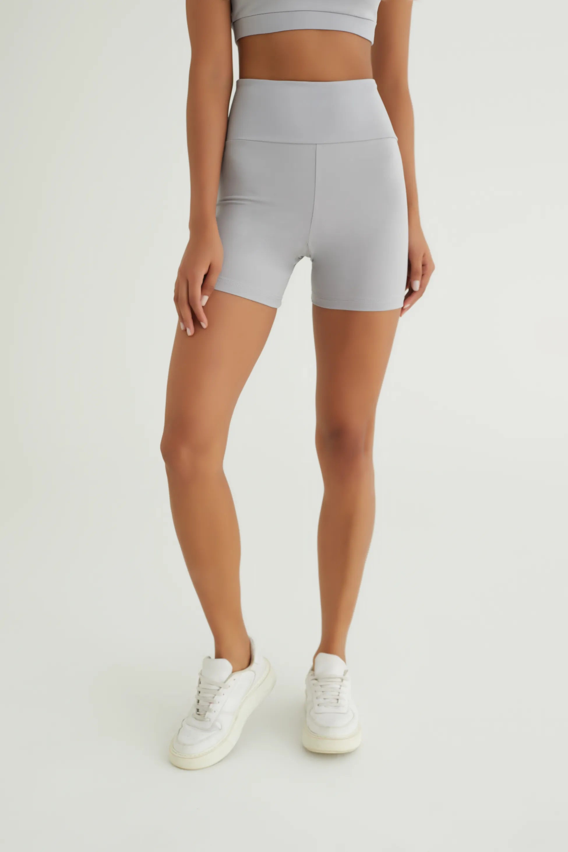 Comfortlux Gümüş Gri Yüksek Bel Kısa Tayt