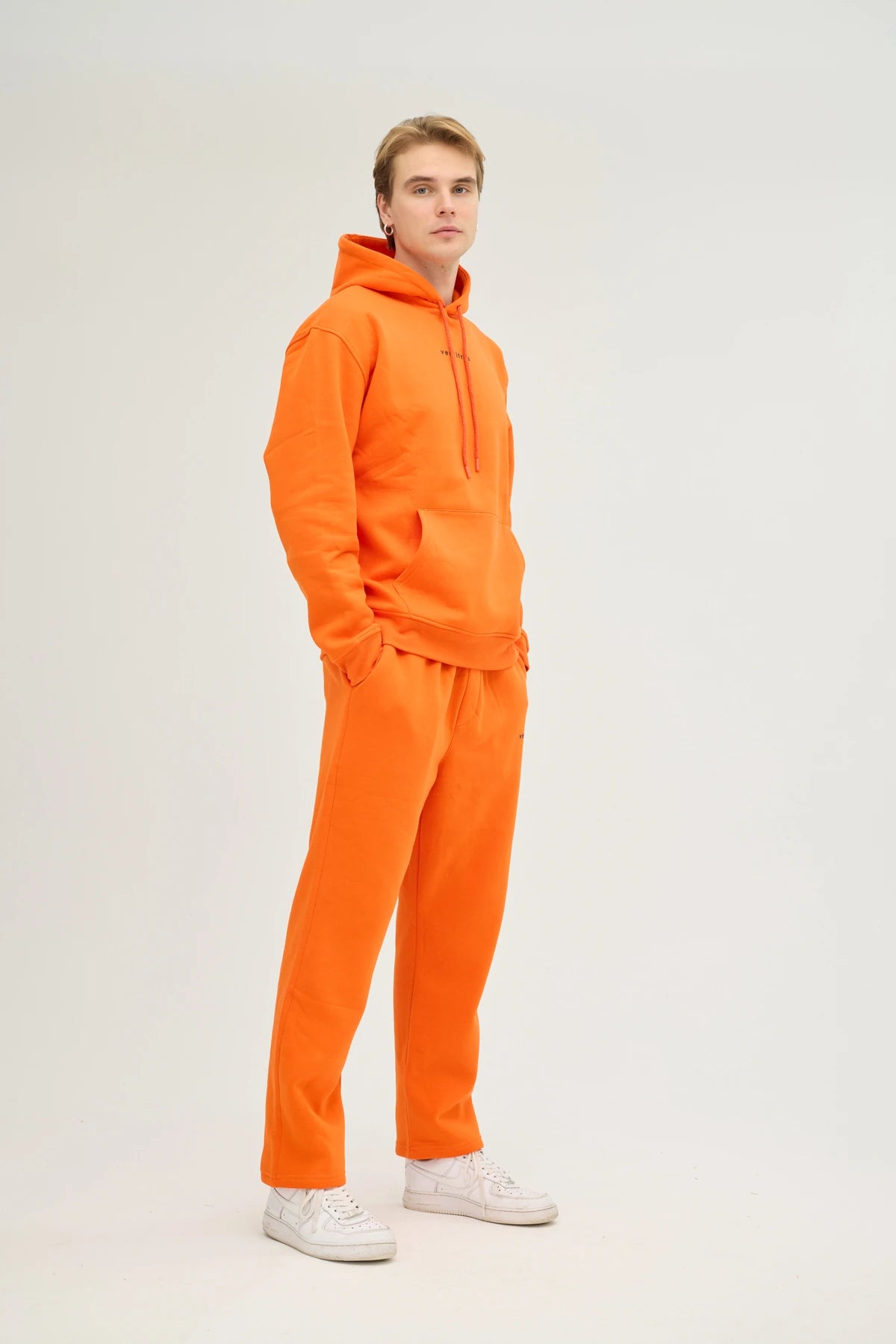 Unisex Turuncu Kapüşonlu Oversize Eşofman Takımı