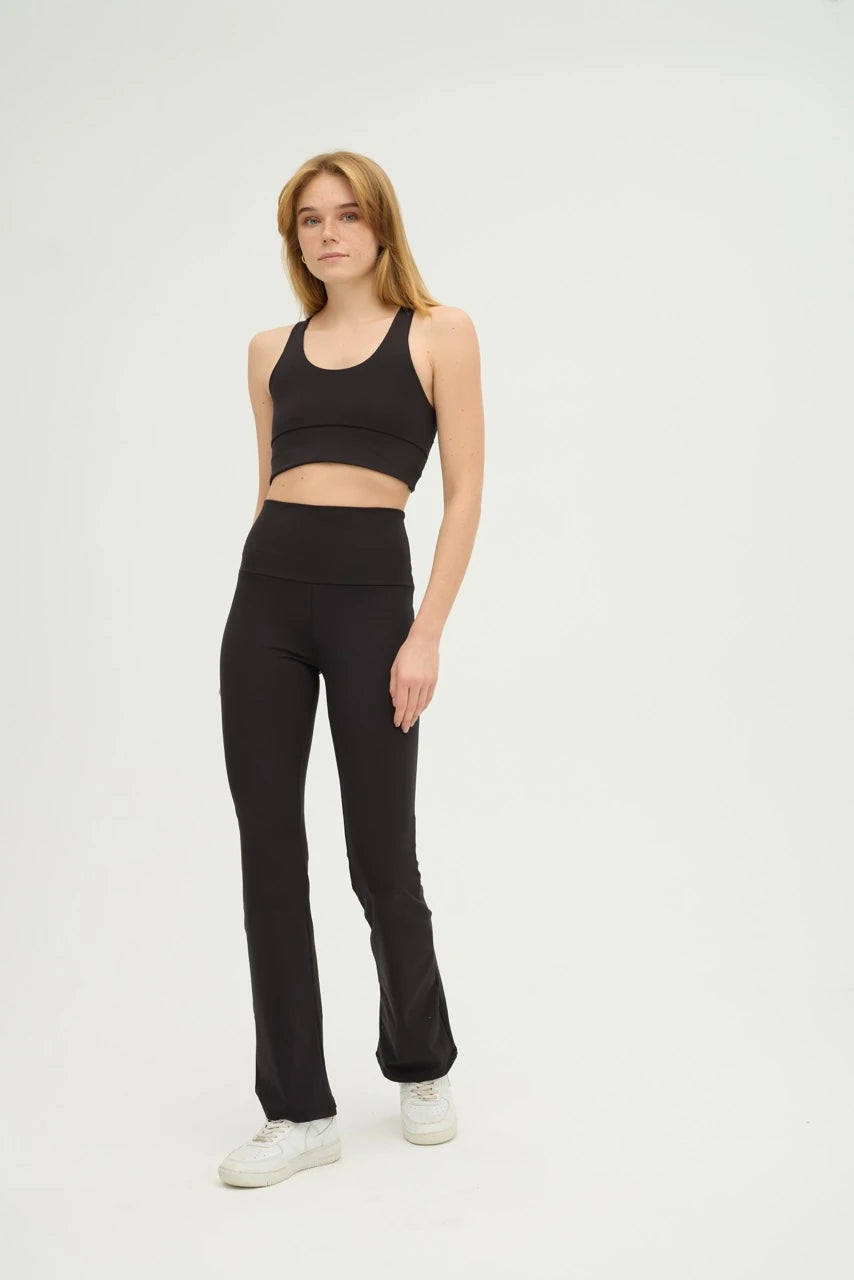 Comfortlux Siyah Yüksek Bel İspanyol Paça Tayt