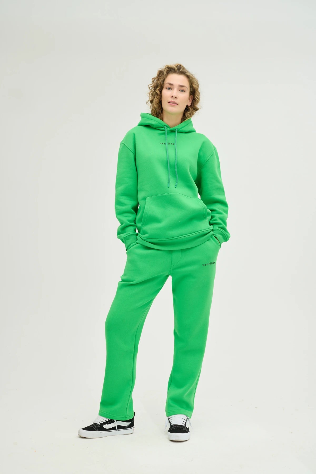 Unisex Yeşil Kapüşonlu Oversize Eşofman Takımı