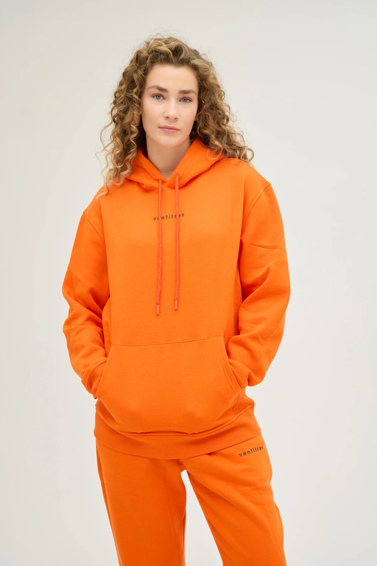 Unisex Turuncu Kapüşonlu Oversize Sweatshirt