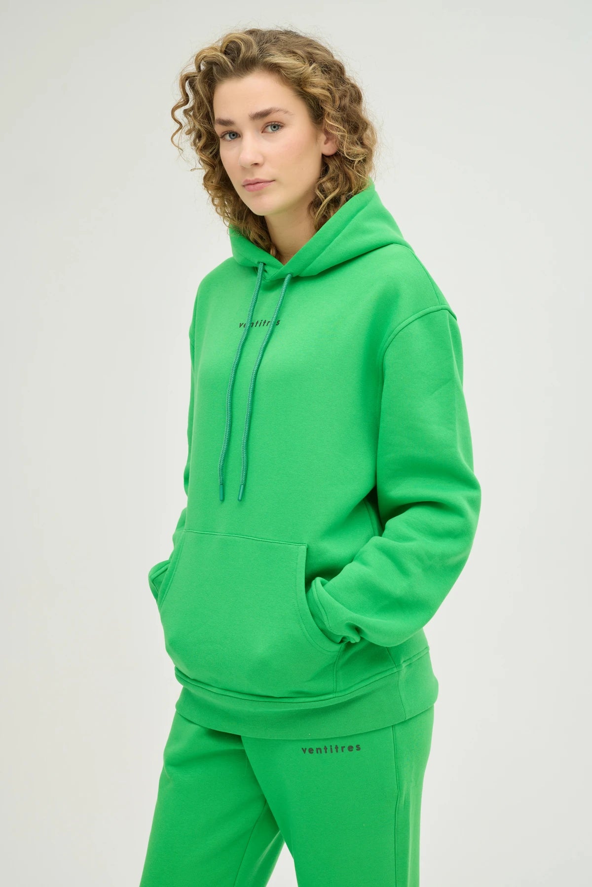 Unisex Yeşil Kapüşonlu Oversize Eşofman Takımı