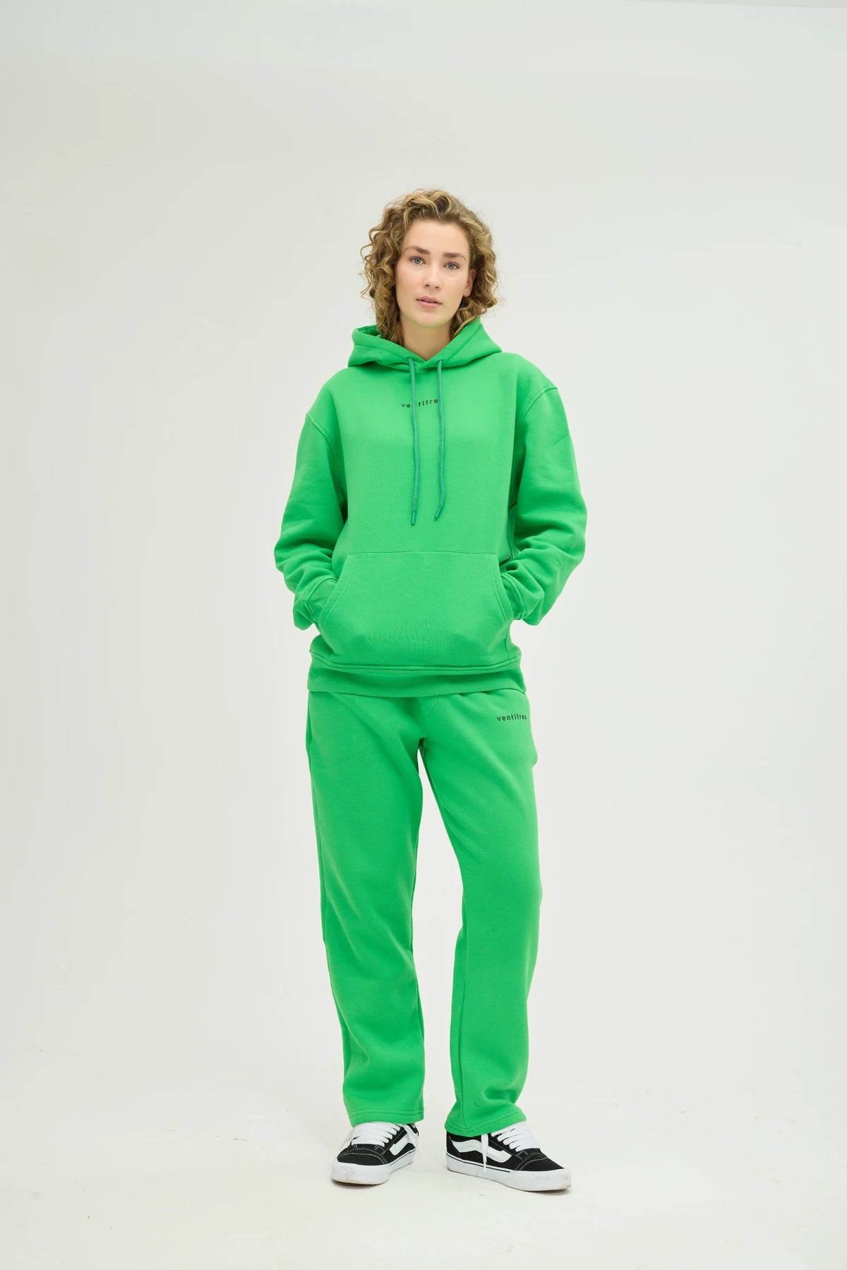 Unisex Yeşil Kapüşonlu Oversize Eşofman Takımı