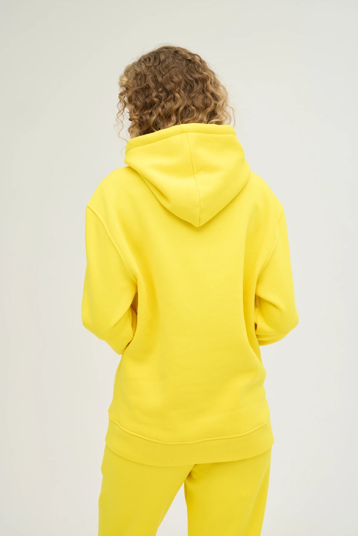 Unisex Sarı Kapüşonlu Oversize Sweatshirt