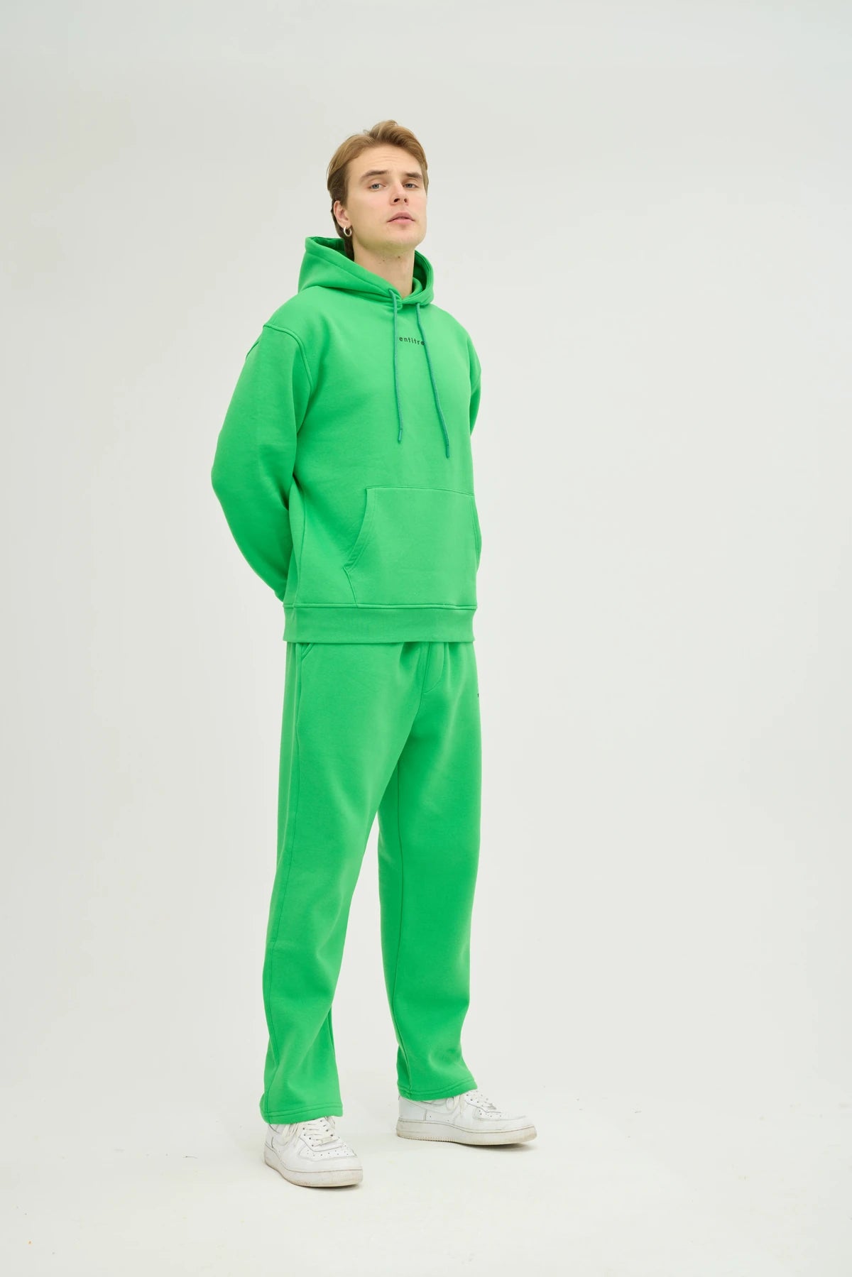 Unisex Yeşil Kapüşonlu Oversize Eşofman Takımı