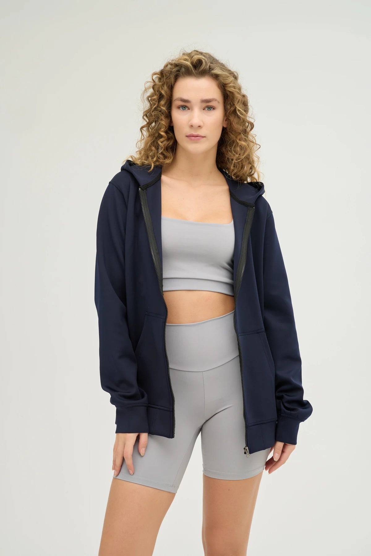 Unisex Lacivert Kapüşonlu ve Fermuarlı Scuba Üst Regular Fit