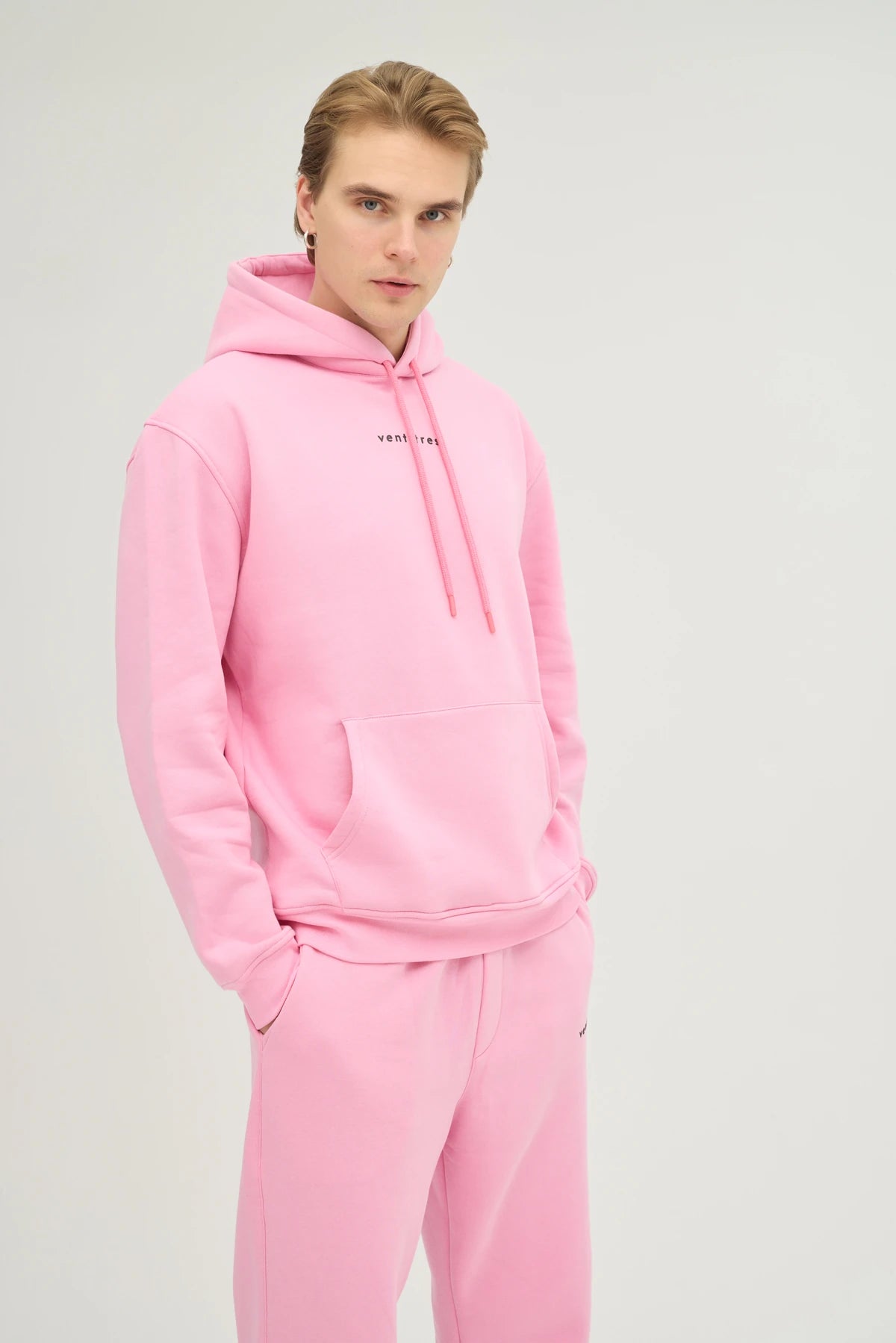 Unisex Pembe Kapüşonlu Oversize Eşofman Takımı