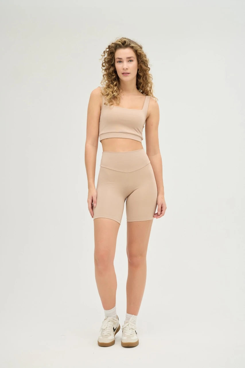 Comfortlux Bej Yüksek Bel Bisiklet Taytı 20 Cm