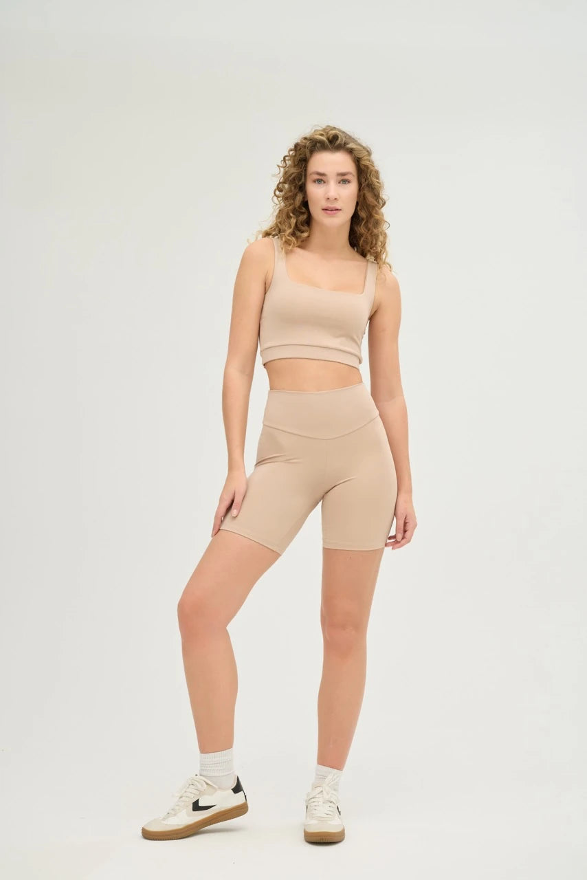 Comfortlux Bej Yüksek Bel Bisiklet Taytı 20 Cm