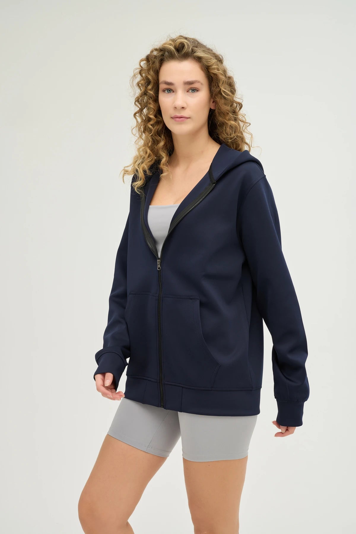 Unisex Lacivert Kapüşonlu ve Fermuarlı Scuba Üst Regular Fit