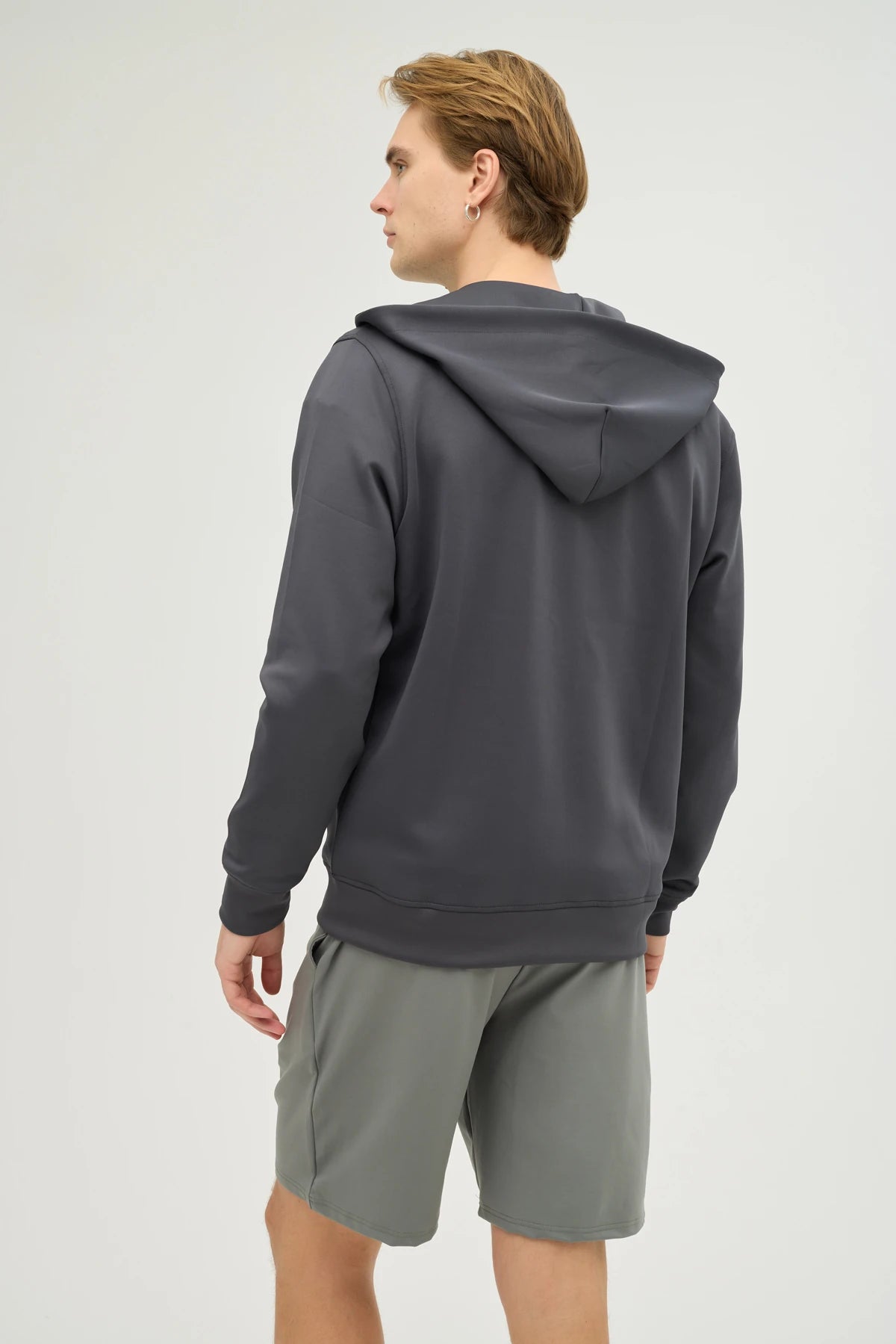 Unisex Antrasit Kapüşonlu ve Fermuarlı Scuba Üst Regular Fit