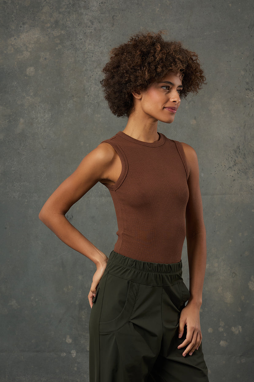 Pure Rib Tank - Kahverengi